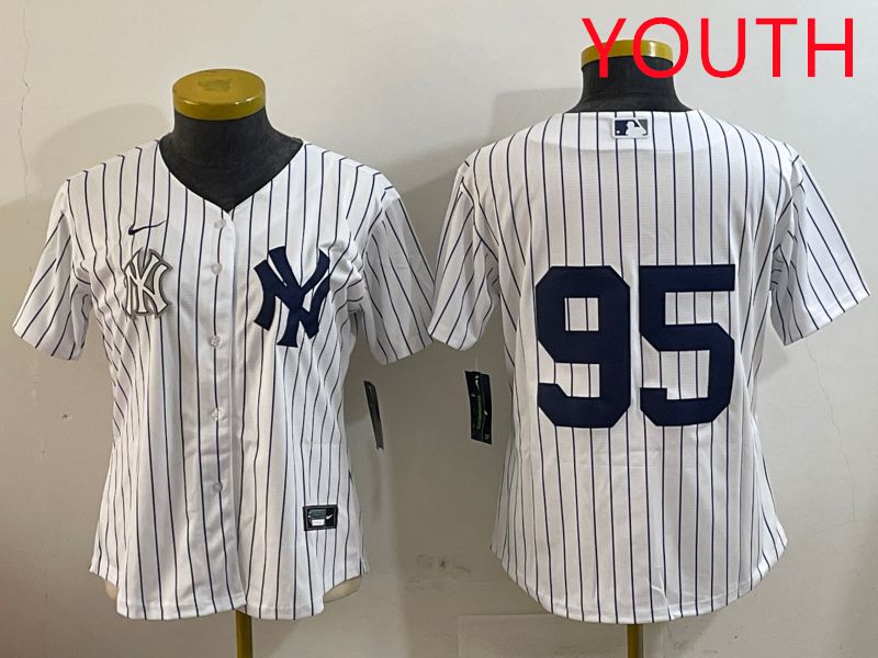 Youth New York Yankees 95 No Name White Stripe Game 2025 Nike MLB Jersey style 9